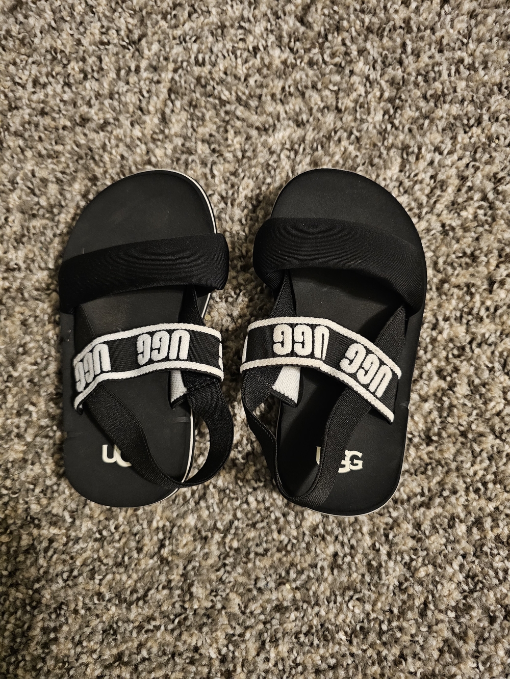 UGG Kids' Black Logo Strap Sandals